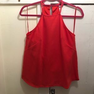 Red tank top with slit in the back
